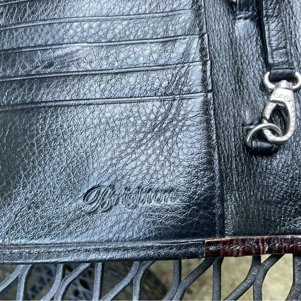 Cute Brighton Black & Brown Silver Heart & Hardware Removable Strap Wallet Bag! - Picture 9 of 16